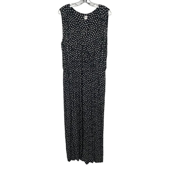 Gap Womens Floral Jumpsuit Sleeveless Wide Leg Black/White Size XL Pockets - Picture 1 of 9